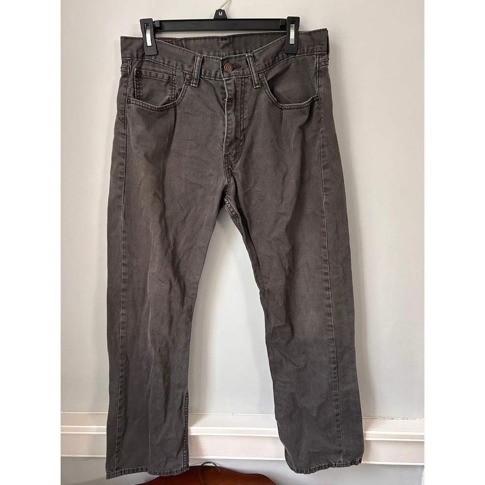 Levis 505 Regular Fit Jeans Mens 33x30 Faded Black Dark Gray Straight Leg Denim